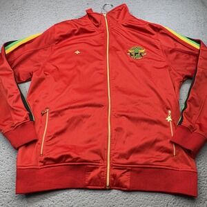 LRG Jacket Mens 2XL Red Fly High Track Full Zip Lined Pockets Embroidered Logo